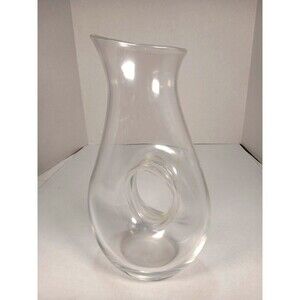 VTG Bormioli Rocco 50oz Clear Glass Pitcher Hand Blown Donut Hole Carafe